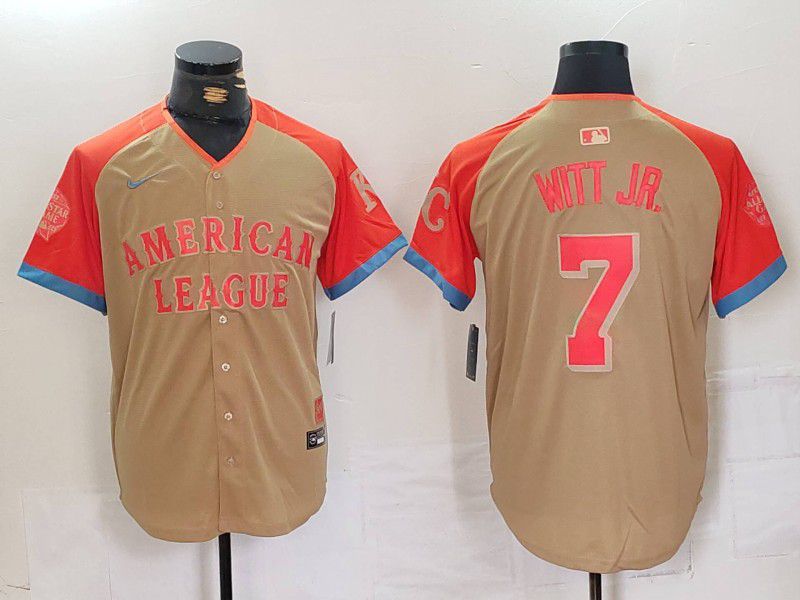 Men Kansas City Royals #7 Witt jr Orange All star 2024 Nike MLB Jersey style 1->kansas city royals->MLB Jersey